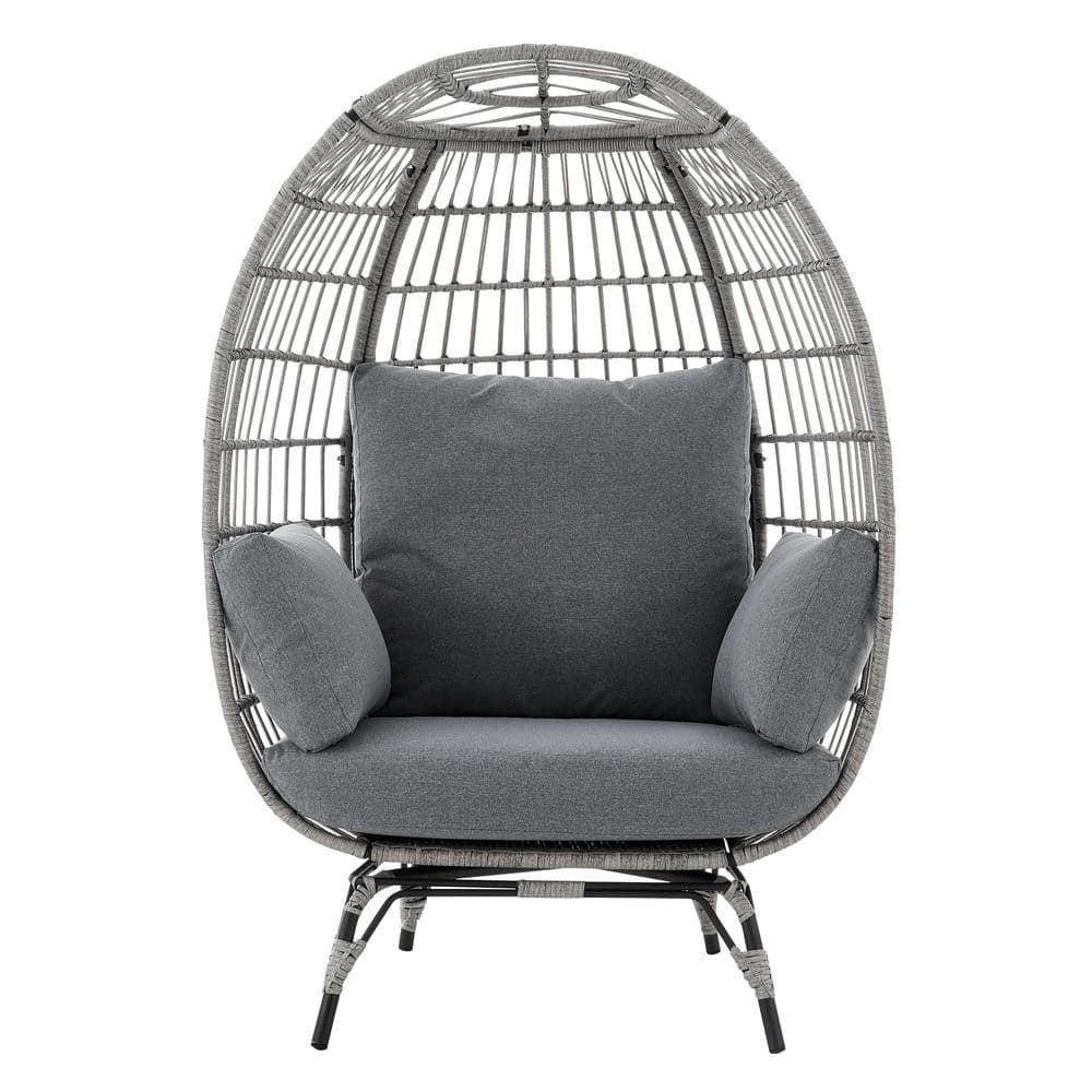 Dwell Home Inc Lucinda 40 in. W Grey Oversized Wicker Egg Chair, Indoor