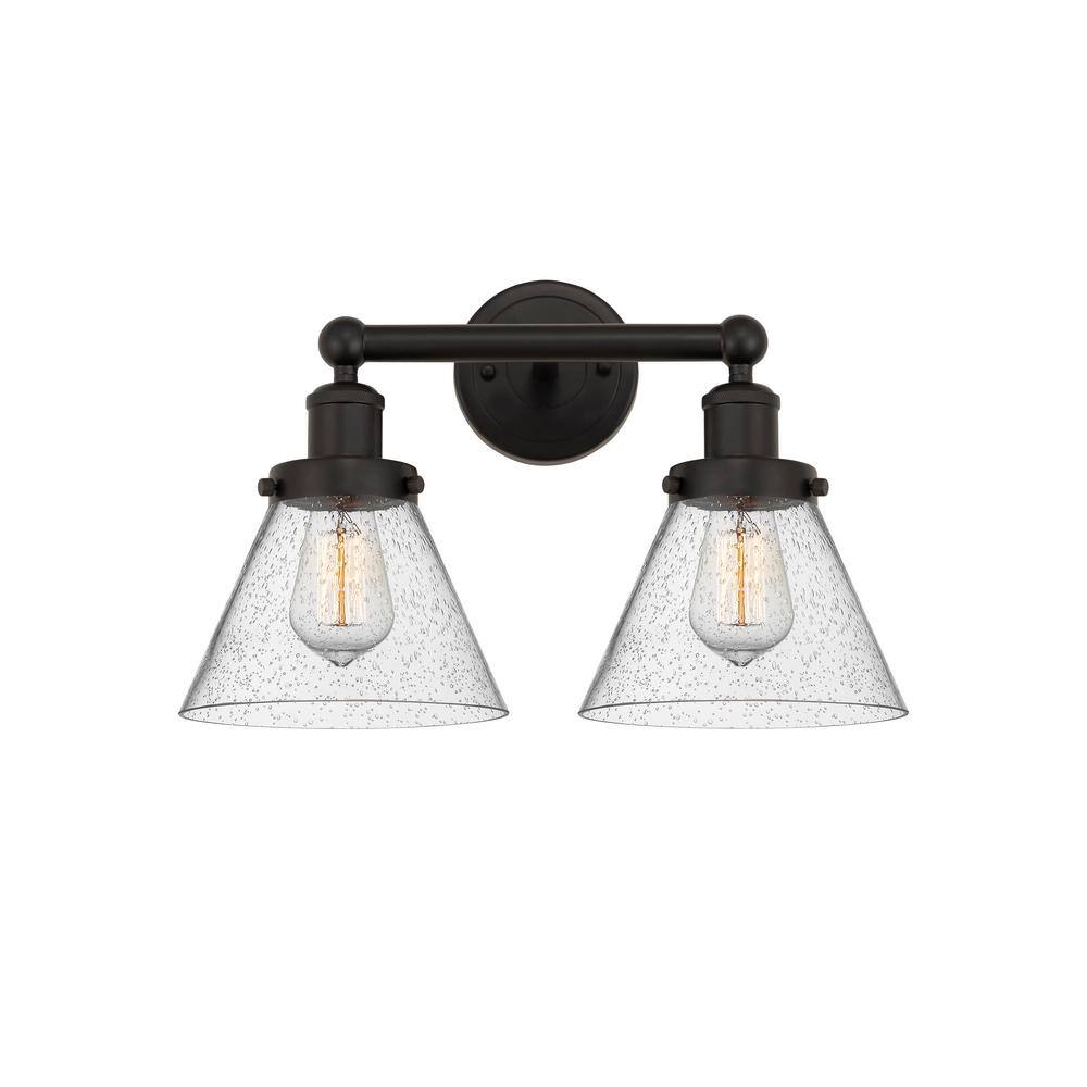 Cone 15.5 in. 2 Light Oil Rubbed Bronze, Mercury Vanity Light with Bronze Glass Shade price history on PriceWatchPro