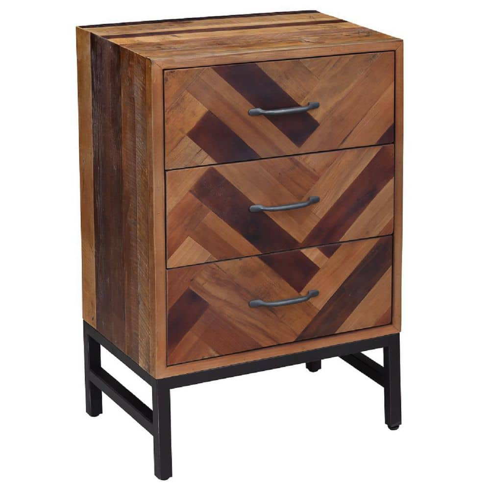 Boraam Benton Oak Wood 3-Drawer Natural Oak Single Nightstand (31 in. H ...