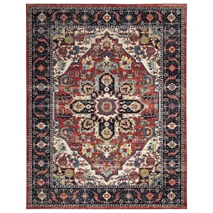 Eden Collection Antique Medallion Rust 5 ft. x 7 ft. Machine Washable Traditional Indoor Area Rug