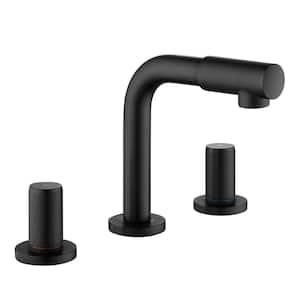 Oberlin 8 in. Widespread Double-Handle Bathroom Faucet with Deck Mount 360° Swivel Spout in Matte Black