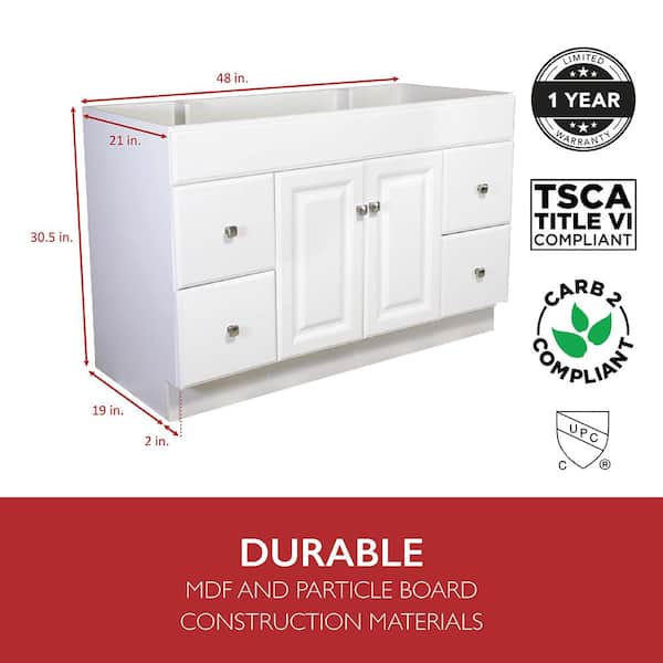 Wyndham 48 in. W x 21 in. H Bathroom Vanity Cabinet Only in White Semi-Gloss Wyndham 48 in. W x 21 in. H Bathroom Vanity Cabinet Only in White Semi-Gloss