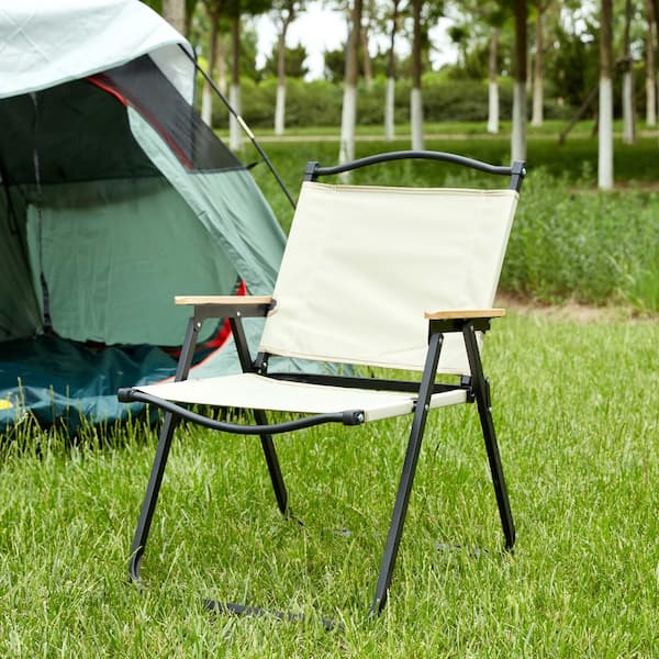1-Piece Folding Outdoor Chair for Outdoor Camping and Picnics in Beige