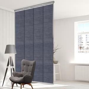 Adjustable Sliding Single Rail Track in Midnight Blue with 15.75 in. Slates, Extendable 34 in. to 57 in. W x 94 in. L