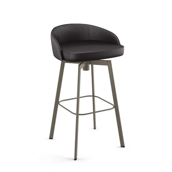 Amisco Cruz 31 in. Black Faux Leather/Grey Metal Swivel Bar Stool 4460430WE/1B56DAF4 The Home
