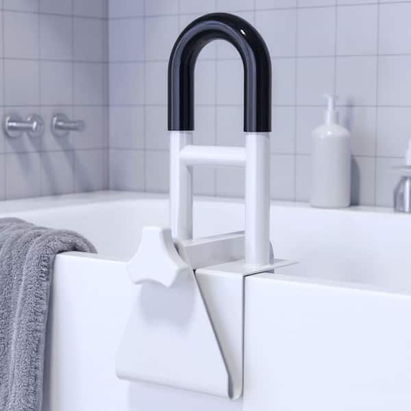Adjustable 17 in. Bathtub Safety Rail, Shower Grab Bar Handle with Non-Slip Grip for Elderly and Disabledin White