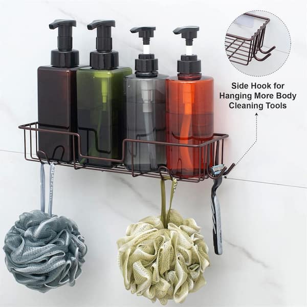 Cubilan Wall Mount Adhesive Stainless Steel Corner Shower Caddy Shelf  Basket Rack with Hooks in Black (2-Pack) HD-C7D - The Home Depot