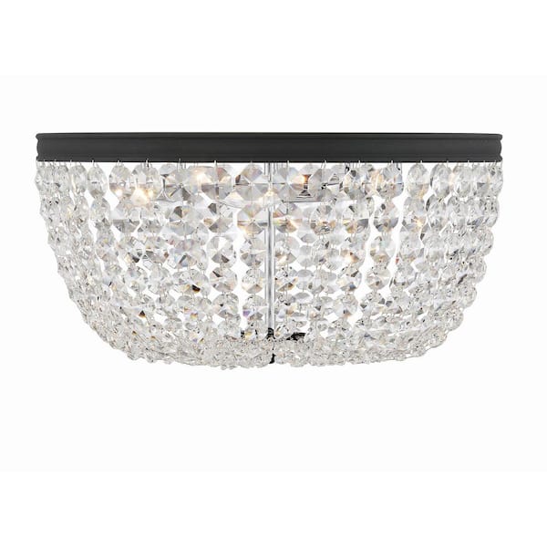 Crystorama Nola 20 in. 5-Light Black Forged Flush Mount