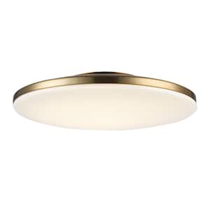 13 in. Brass Integrated LED Semi-Flush Mount Ceiling Light with Acrylic Shade