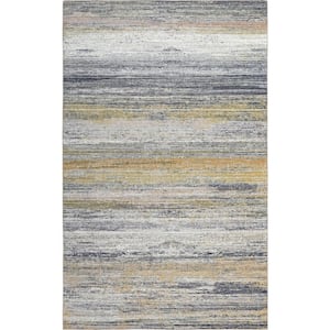 Emir Collection Modern Abstract Water-Repellent Gold 5 ft. 3 in. x 7 ft. 7 in. Area Rug (5 ft. x 8 ft.)