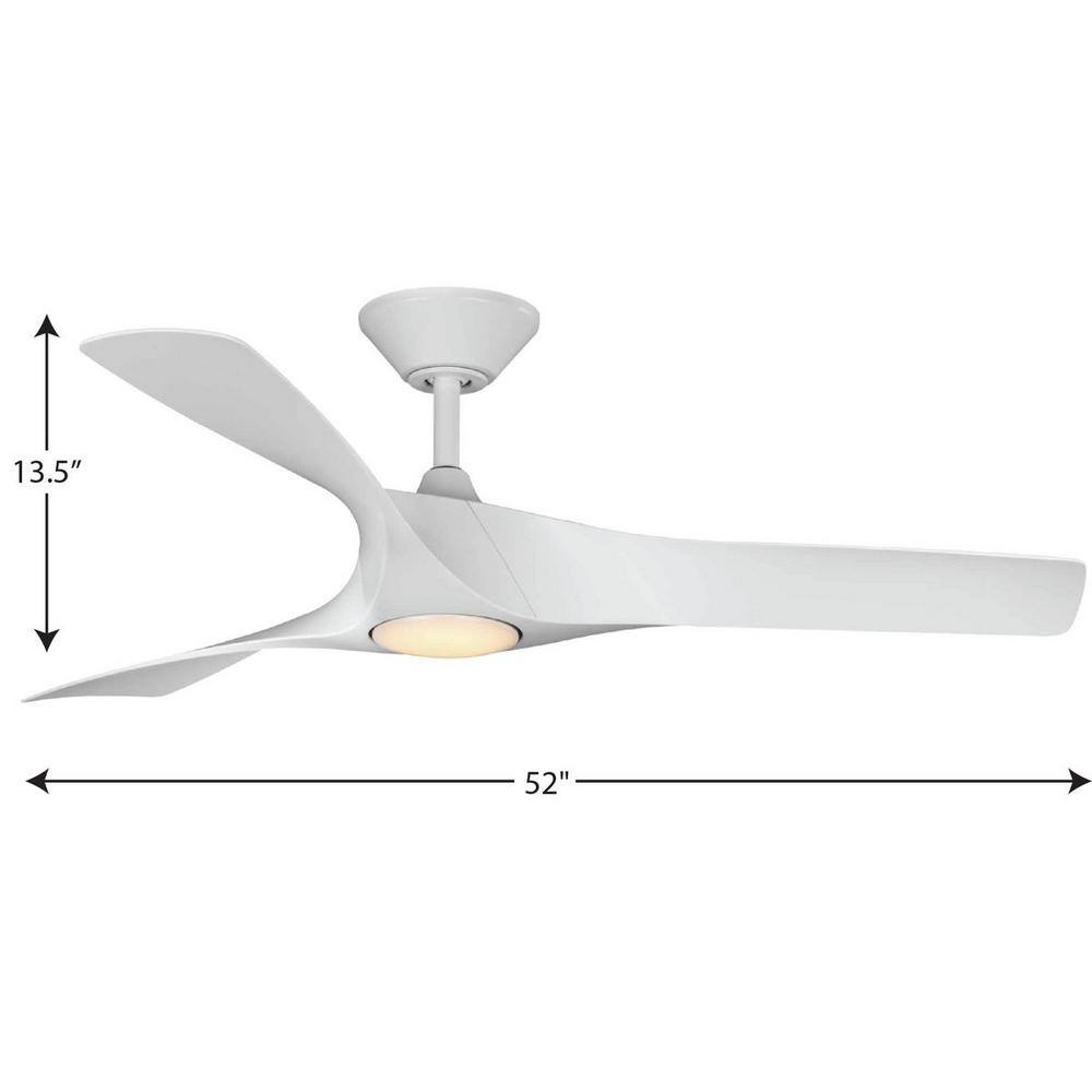 Ryne 52" Matte White 3-Blade Smart LED Ceiling Fan