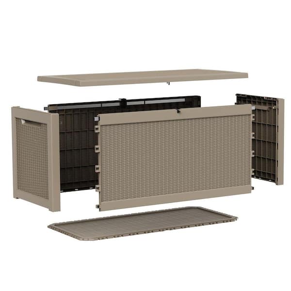All-Weather 260 Gal. Grey Resin Deck Box Large Outdoor Storage Box