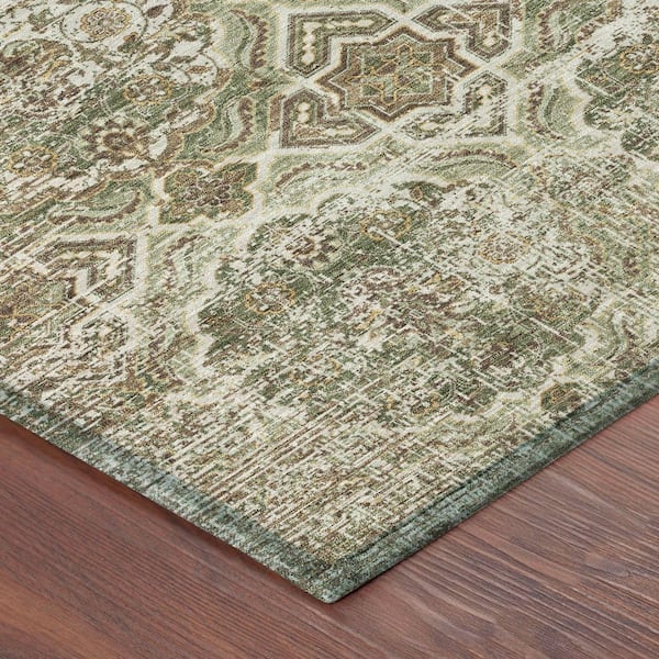 Chantille Machine Washable Indoor/Outdoor Abstract ACN2706 Olive 2 ft. x 7 ft. Runner Rug