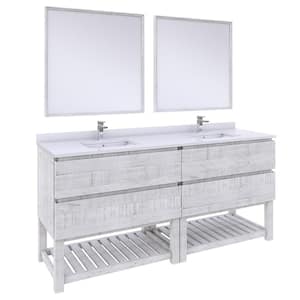 Formosa 72 in. W x 20 in. D x 35 in. H White Double Sink Bath Vanity in Rustic White with White Vanity Top and Mirrors