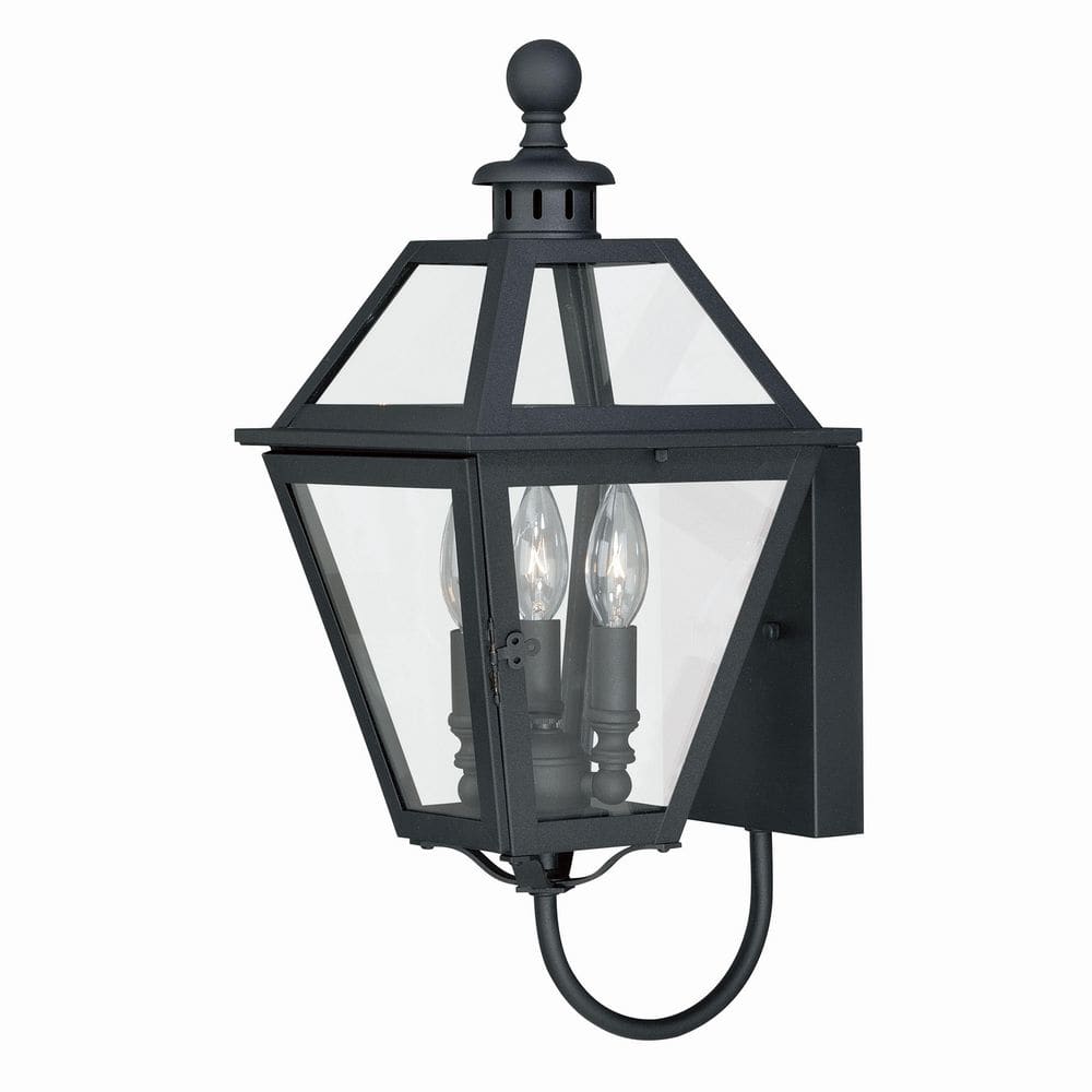 Nottingham 3 Light Black Empire Outdoor Wall Lantern Clear Glass price history on PriceWatchPro