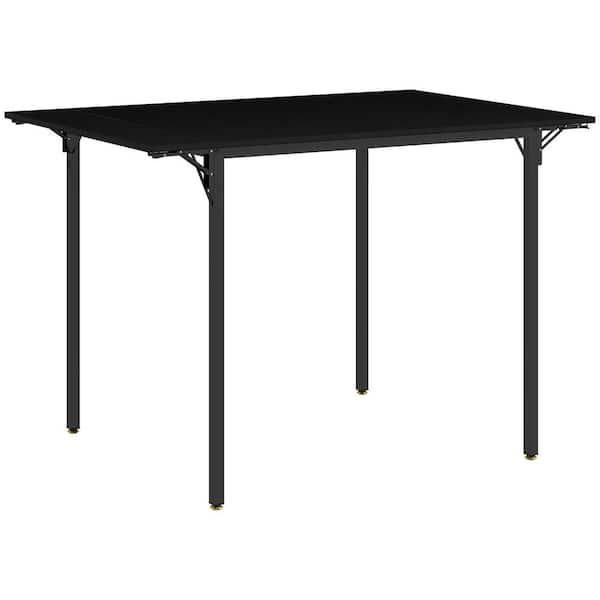 Sudzendf Black Wood Folding Outdoor Dining Table with Space Saving Drop Leaf for 2 to 4