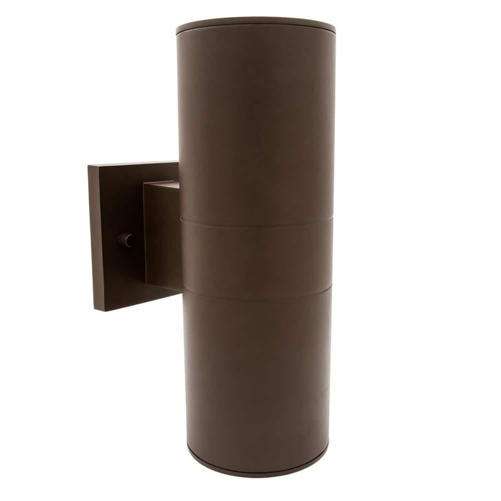 Brown Cylinder LED Outdoor Wall Sconce with Clear Glass