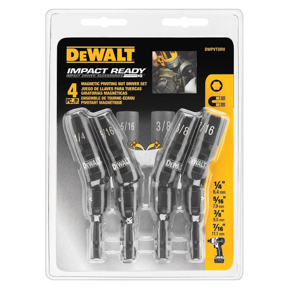 DEWALT DWPVTDRV3 3-Piece Impact Ready Magnetic Pivoting Nut Driver Set