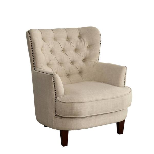 William's Home Furnishing Arleen Tufted Back Accent Chair in Beige Finish