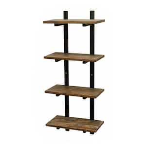 Pomona 10" D x 20" W x 48" H Natural Metal and Solid Wood Wall Shelf