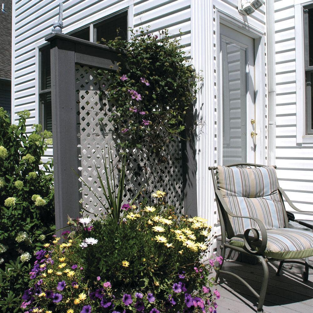 Nantucket Gray Diamond Vinyl Garden Privacy Lattice Panel