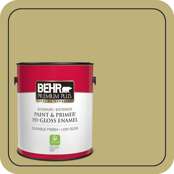 BEHR PREMIUM PLUS 1 gal. #MQ6-60 Everglade Hi-Gloss Enamel Interior/Exterior Paint & Primer