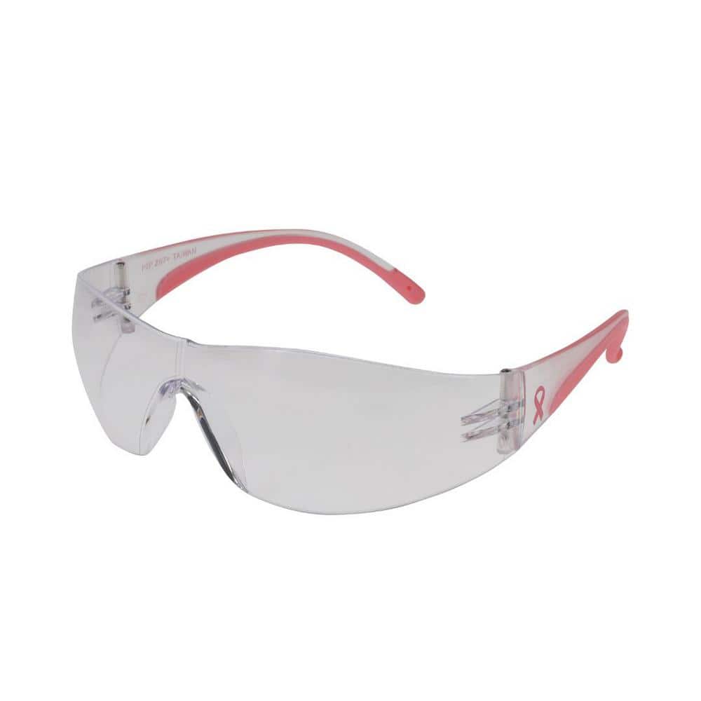 Eva Womens Clear/Pink Anti-Scratch Coating Rimless Safety Glasses with Cle