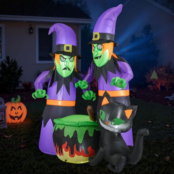 ANGELES HOME 6 ft. x 4.6 ft. Halloween Inflatable Witches with