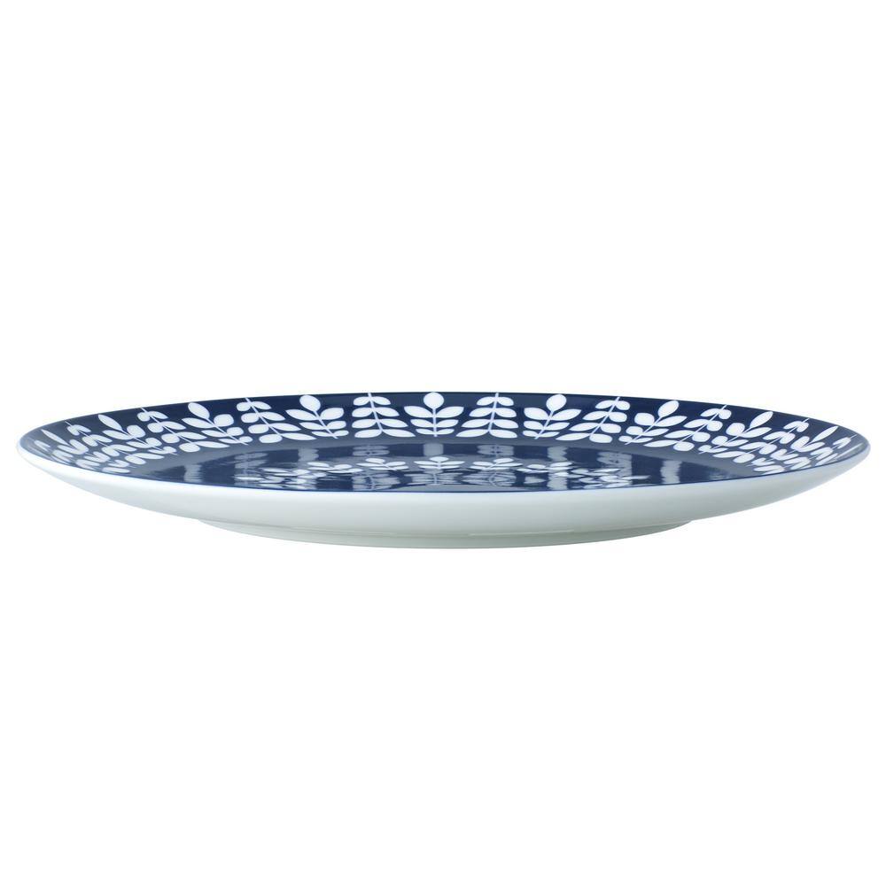Blue and White Ceramic Round Platter Dish