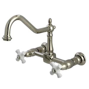 Heritage 2-Handle Wall-Mount Standard Kitchen Faucet in Polished Nickel