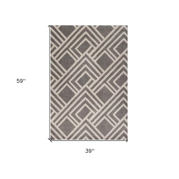 Gray 3 ft. x 5 ft. Woven Polypropylene Rectangle Indoor/Outdoor Area Rug