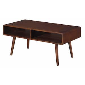 Napa Valley 42 in. Espresso Large Rectangle Wood Coffee Table with Shelf