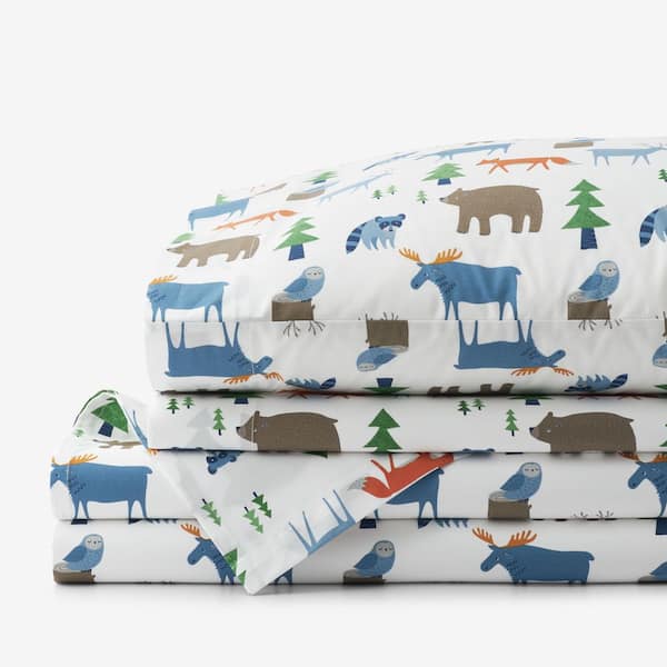 Company Kids Forest Friends Multi-Colored Organic Cotton Percale Full Sheet Set