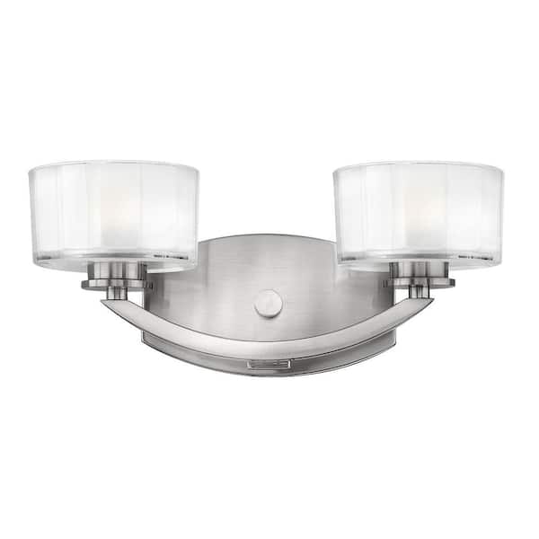 HINKLEY Meridian 14.0 in. 2 Light Brushed Nickel Vanity Light