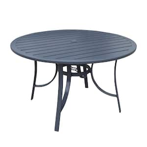 Santa Fe 48 in. Round Aluminum Dining Table with Slat Top