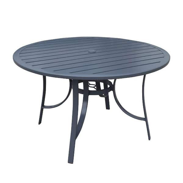 Courtyard Casual Santa Fe 48 in. Round Aluminum Dining Table with Slat Top