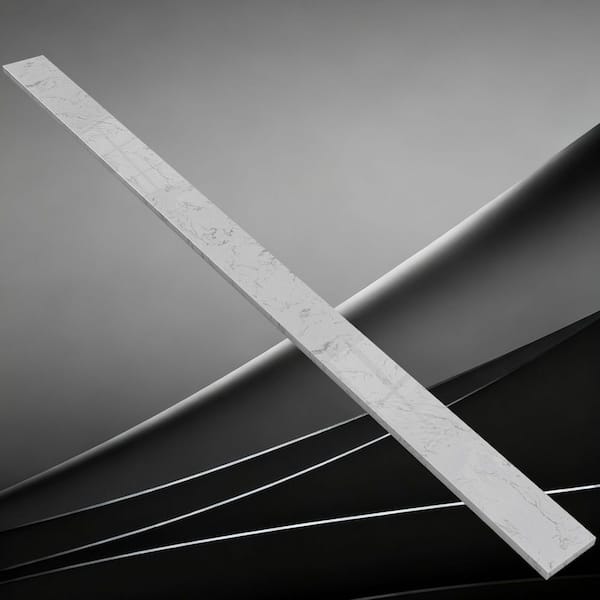 72 in. W x 4 in. H Engineered Stone Vanity Backsplash in Carrara White for Vanity Sink Top,Window Sill,Door Transitions