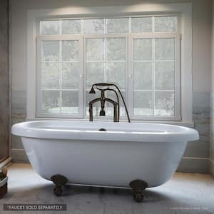 W-I-D-E Series Dalton 60 in. Acrylic Clawfoot Bathtub in White, Ball-and-Claw Feet, Drain in Oil Rubbed Bronze
