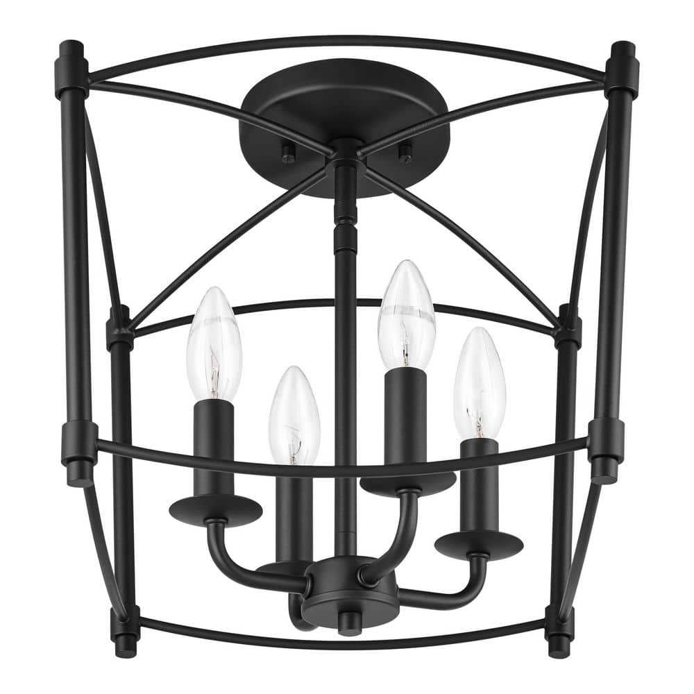 Marston 12 in. W x 12.8 in. H 4-Light Gold Semi-Flush Mount Ceiling Light w