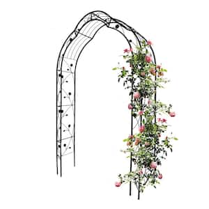 59 in. x 15.35 in. x 98.40 in.Metal Garden Arch Arbor Style Outdoor Rose Wedding Arch Party Events Archway Black