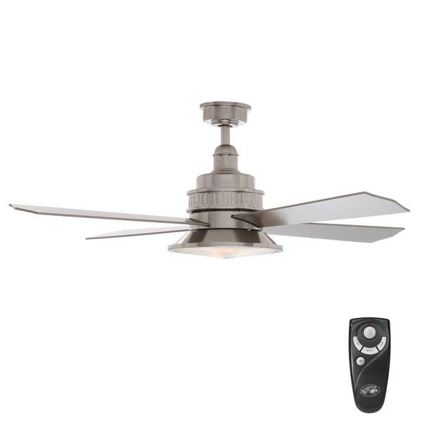 Hampton Bay Valle Paraiso 52 in. Indoor Brushed Nickel Ceiling Fan with Light Kit and Remote Control