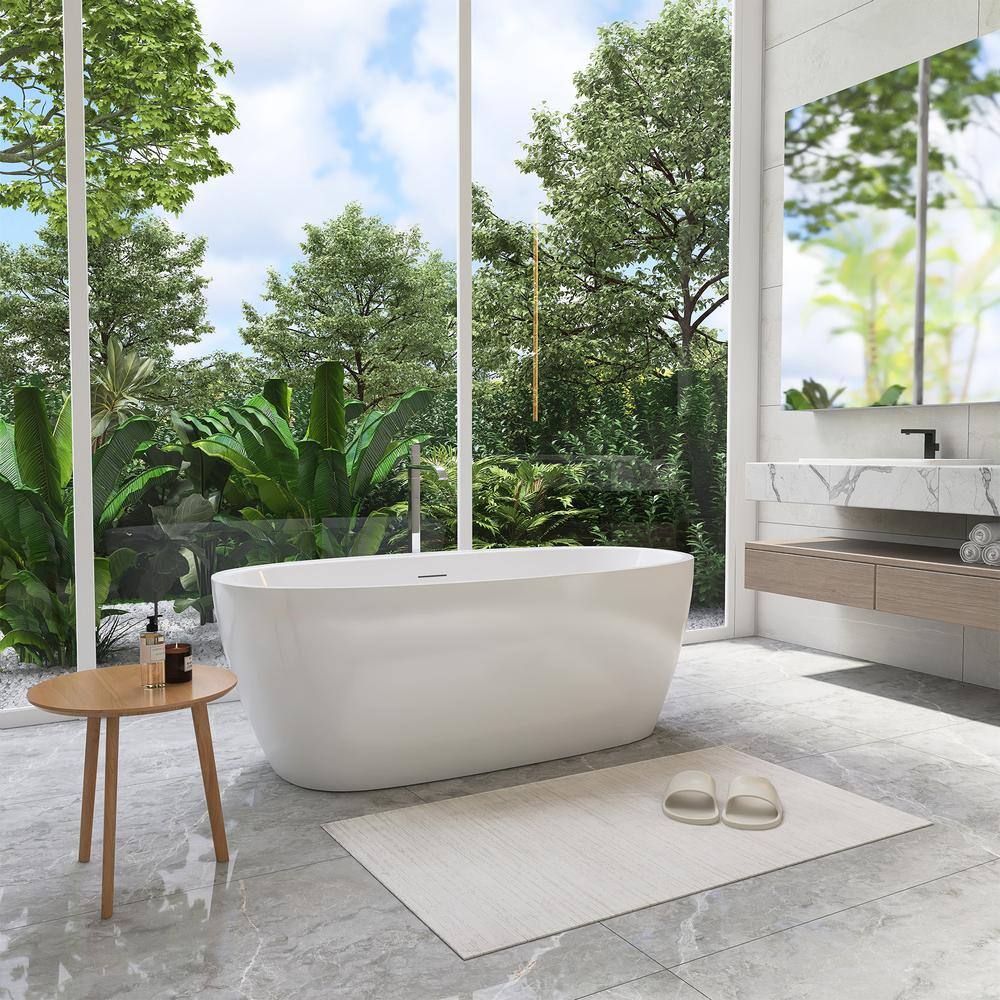 Altair 59" Glossy White Acrylic Freestanding Soaking Bathtub