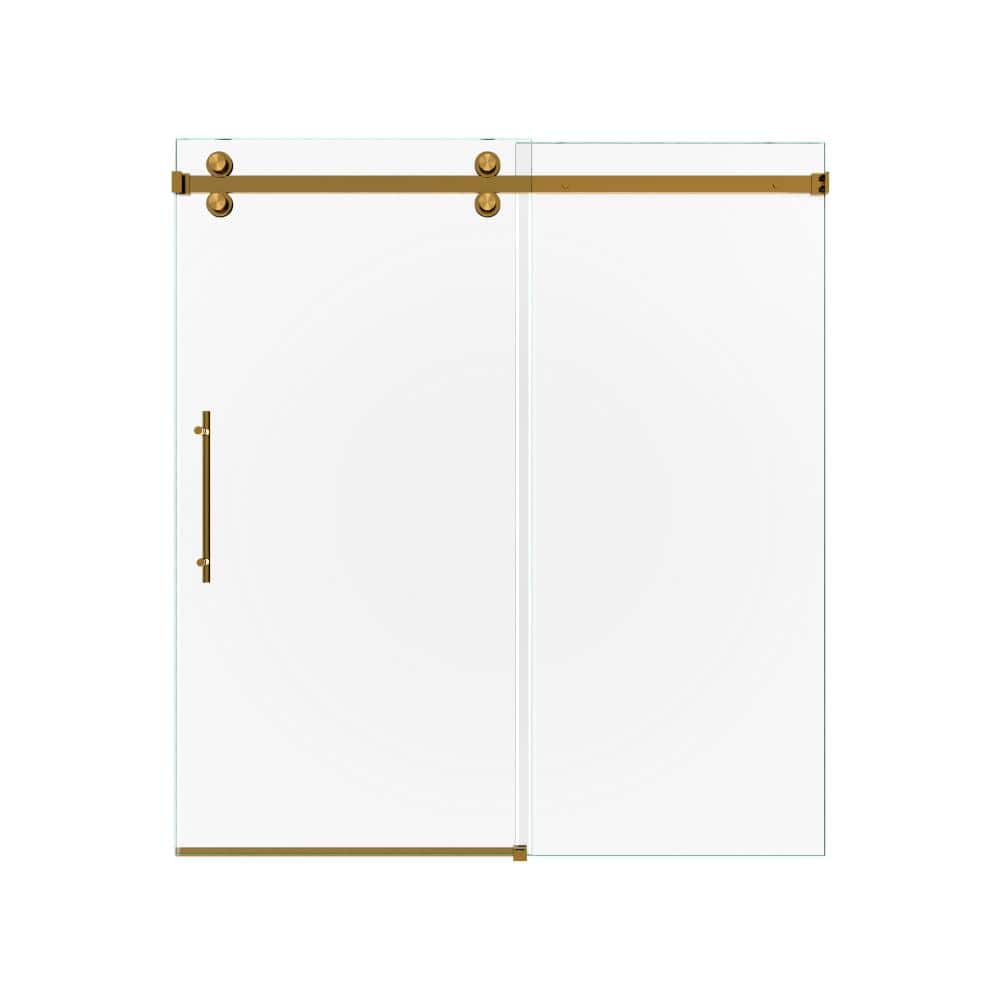 56-60 In W x 60 In H Frameless Sliding Tub Shower Enclosure, 8mm SGCC Tempered Glass, Brushed Gold Hardware price history on PriceWatchPro