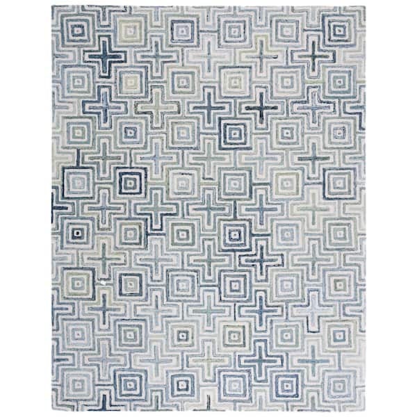 SAFAVIEH Marquee Ivory/Blue 8 ft. x 10 ft. Geometric Area Rug