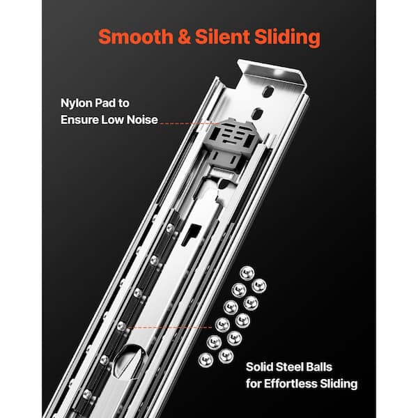 VEVOR 1 Pair Full Extension Locking Drawer Slides 18-60 in., 500