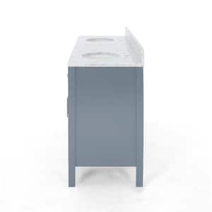 Greysen 72 in. W x 22 in. D Bath Vanity with Carrara Marble Vanity Top in Grey with White Basin