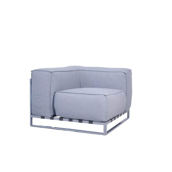 Sunrise Collection Extra Deep Seating Metal Corner Outdoor Sectional Chair with Grey Cushions