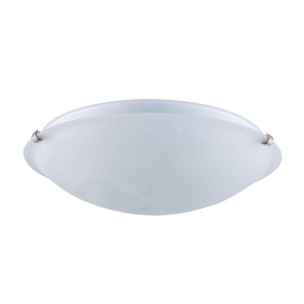 Cracka 15" Brushed Nickel Contemporary Flush Mount with Marbleized Glass