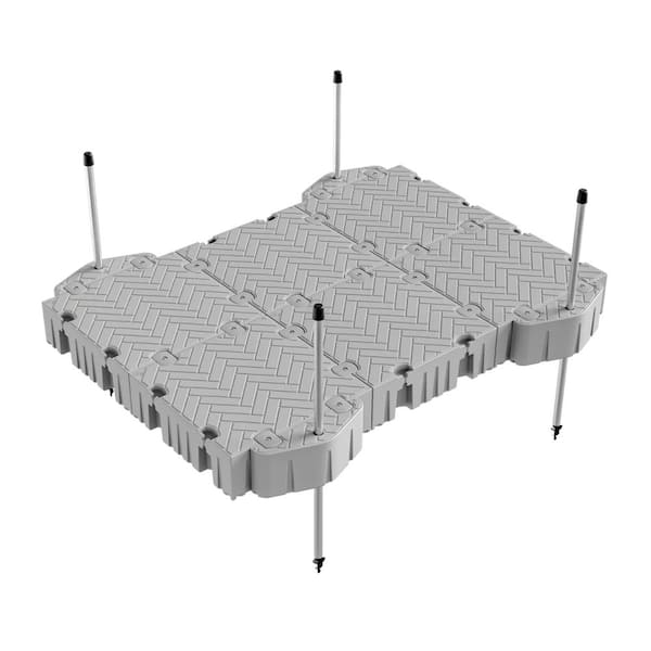 Flexx 12 ft. x 8 ft. Floating Dock Package with Pipe Guides