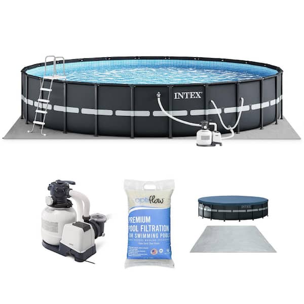 Ultra XTR Frame 18 ft. x52 in. Round Above Ground Pool and OptiFlow Premium Filter Sand, 52 in. Depth